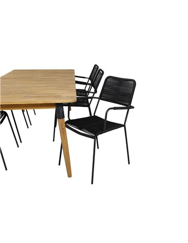 Matgrupp Julian med Lindos matstolar, 210 × 100 cm