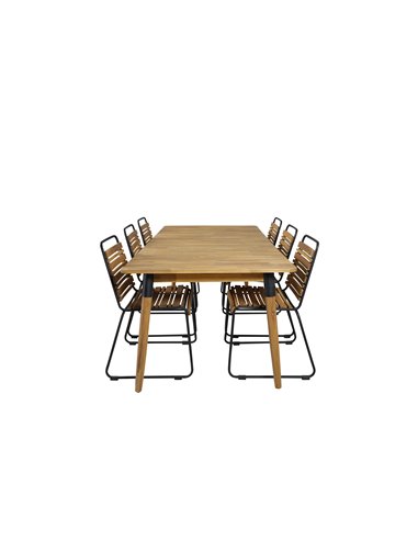 Matgrupp Julian med Bois matstolar, 210 × 100 cm