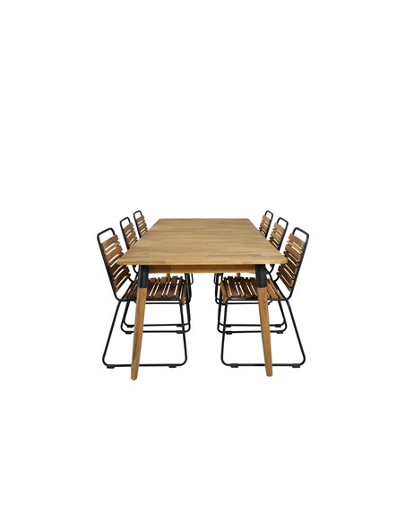 Matgrupp Julian med Bois matstolar, 210 × 100 cm