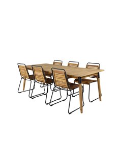 Matgrupp Julian med Bois matstolar, 210 × 100 cm 2