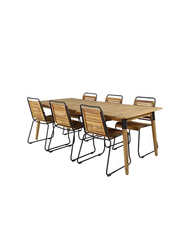 Matgrupp Julian med Bois matstolar, 210 × 100 cm