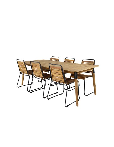 Matgrupp Julian med Bois matstolar, 210 × 100 cm