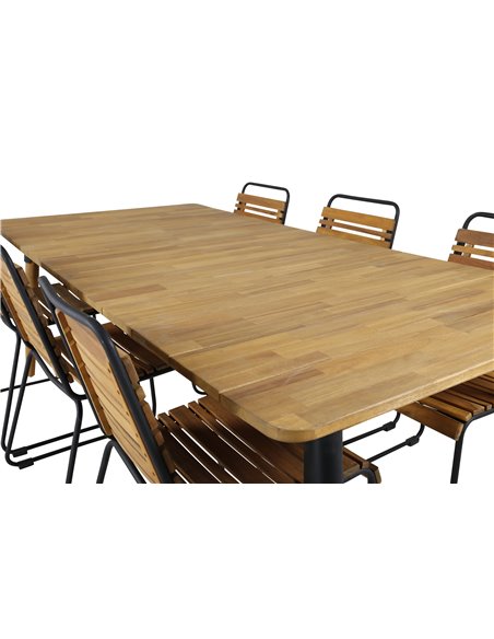 Matgrupp Julian med Bois matstolar, 210 × 100 cm