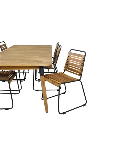 Matgrupp Julian med Bois matstolar, 210 × 100 cm