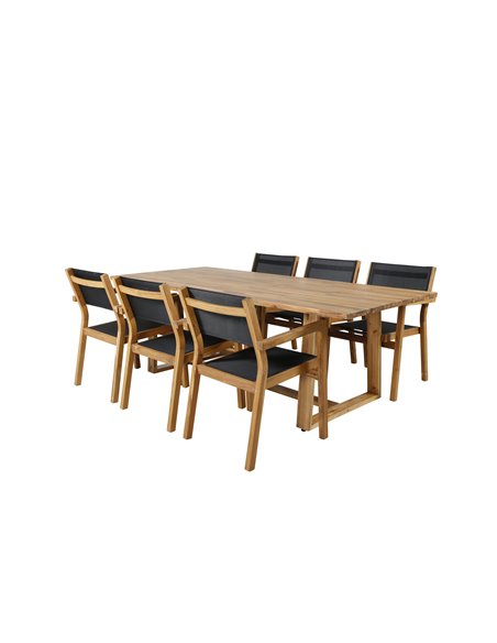 Matgrupp Plankton med Venice matstolar, 220 × 100 cm