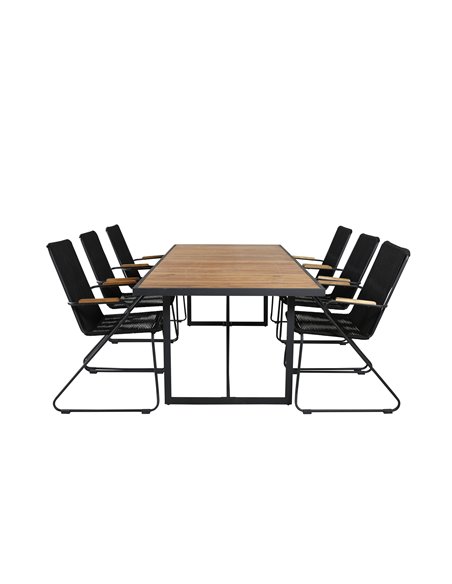 Matgrupp Khung med Bois matstolar, 200 × 100 cm