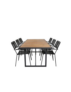 Matgrupp Khung med Lindos matstolar, 200 × 100 cm, Svart/Natur