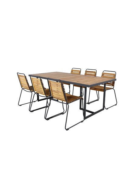Matgrupp Khung med Bois matstolar, 200 × 100 cm