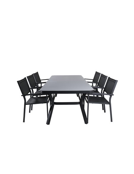 Matgrupp Virya med Copacabana matstolar, 200 × 100 cm