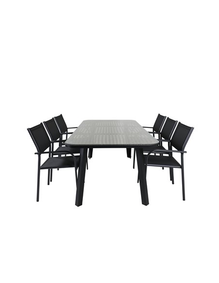 Matgrupp Paola med Santorini matstolar, 200 × 100 cm