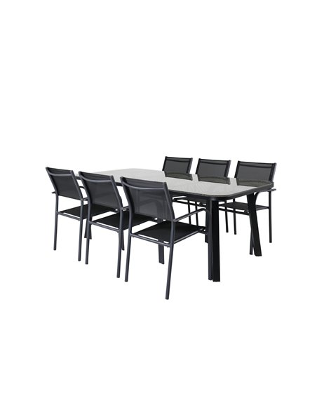 Matgrupp Paola med Santorini matstolar, 200 × 100 cm