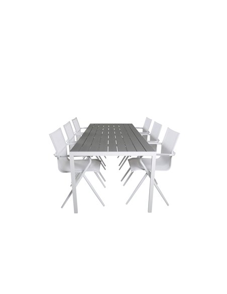 Matgrupp Break med Alina matstolar, 205 × 90 cm
