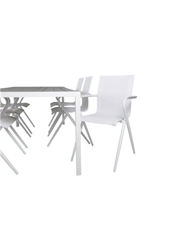 Matgrupp Break med Alina matstolar, 205 × 90 cm