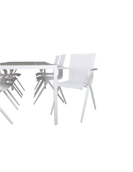Matgrupp Break med Alina matstolar, 205 × 90 cm
