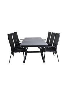 Matgrupp Virya med Copacabana matstolar, 200 × 100 cm, Svart/Grå
