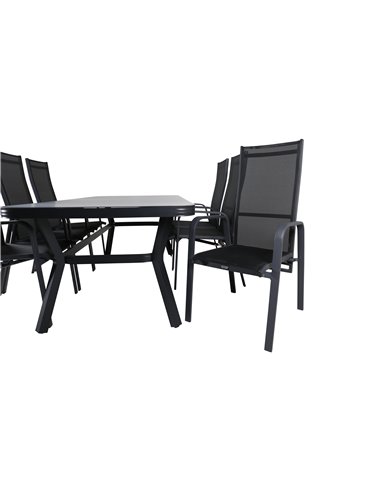 Matgrupp Virya med Copacabana matstolar, 200 × 100 cm, Svart/Grå