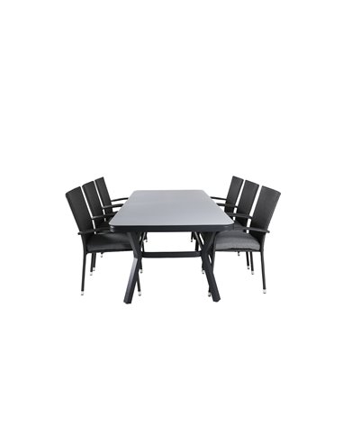 Matgrupp Virya med Anna matstolar, 200 × 100 cm