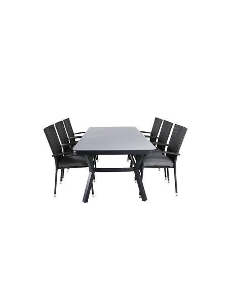 Matgrupp Virya med Anna matstolar, 200 × 100 cm