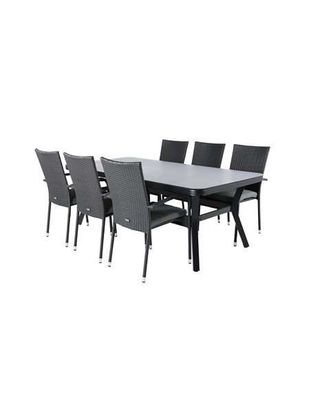 Matgrupp Virya med Anna matstolar, 200 × 100 cm