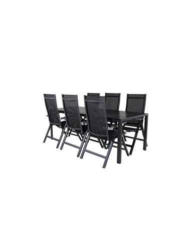 Matgrupp Break med Albany matstolar, 205 × 90 cm