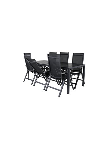 Matgrupp Break med Albany matstolar, 205 × 90 cm