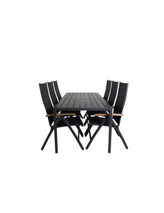 Matgrupp Break med Panama matstolar, 205 × 90 cm