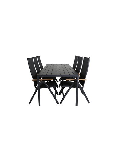 Matgrupp Break med Panama matstolar, 205 × 90 cm
