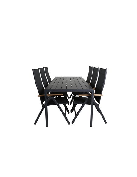 Matgrupp Break med Panama matstolar, 205 × 90 cm