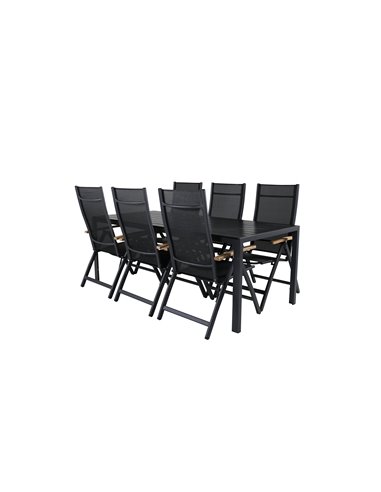 Matgrupp Break med Panama matstolar, 205 × 90 cm