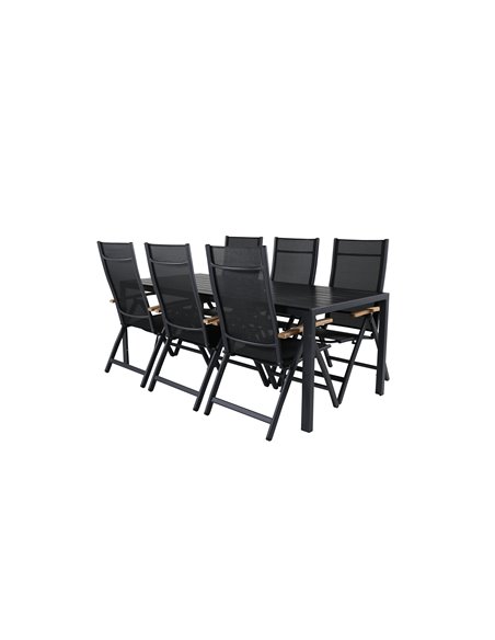 Matgrupp Break med Panama matstolar, 205 × 90 cm