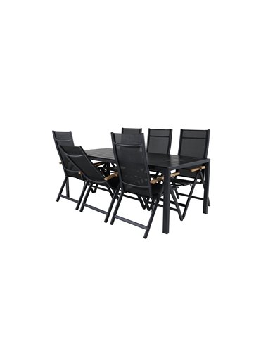 Matgrupp Break med Panama matstolar, 205 × 90 cm