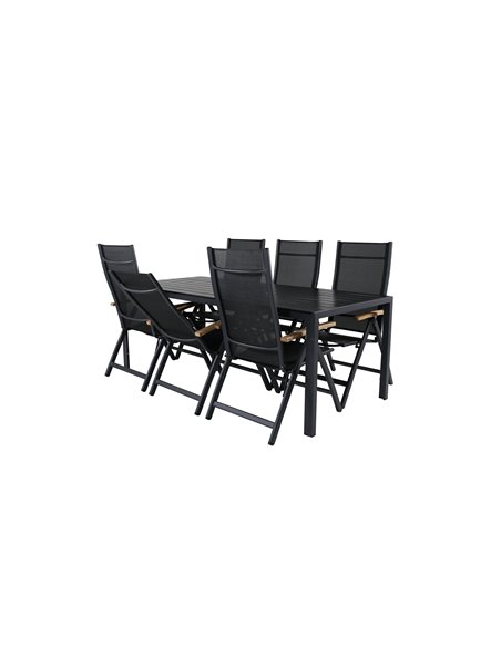 Matgrupp Break med Panama matstolar, 205 × 90 cm