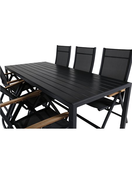 Matgrupp Break med Panama matstolar, 205 × 90 cm