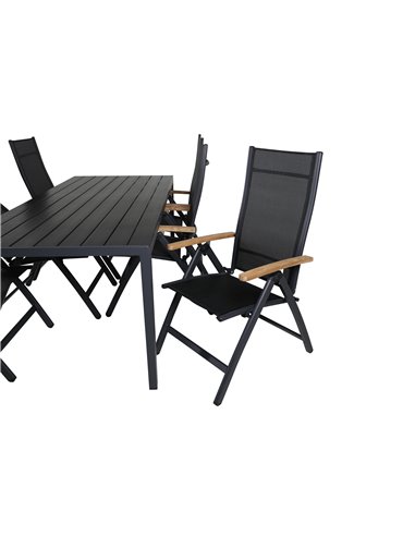 Matgrupp Break med Panama matstolar, 205 × 90 cm