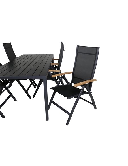 Matgrupp Break med Panama matstolar, 205 × 90 cm