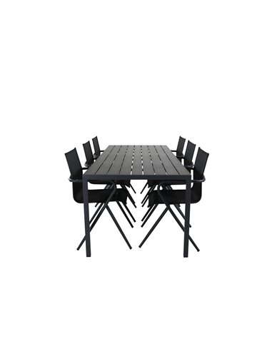 Matgrupp Break med Alina matstolar, 205 × 90 cm