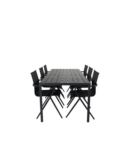 Matgrupp Break med Alina matstolar, 205 × 90 cm