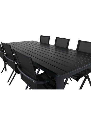 Matgrupp Break med Alina matstolar, 205 × 90 cm