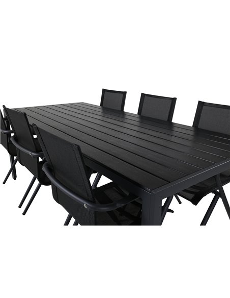 Matgrupp Break med Alina matstolar, 205 × 90 cm