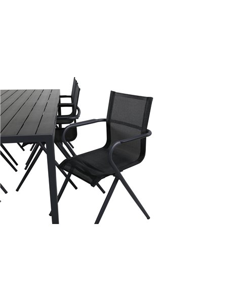 Matgrupp Break med Alina matstolar, 205 × 90 cm