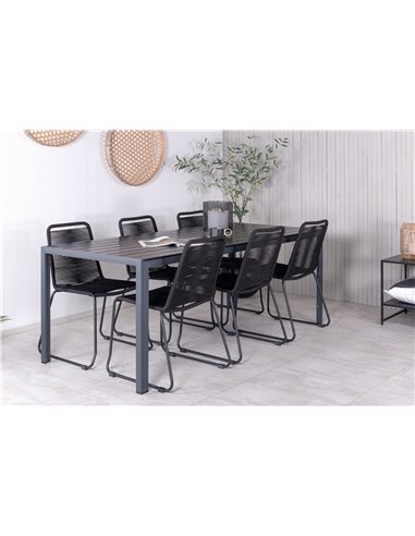 Matgrupp Break med Lindos matstolar, 205 × 90 cm