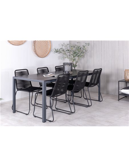 Matgrupp Break med Lindos matstolar, 205 × 90 cm