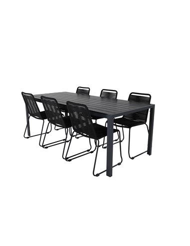 Matgrupp Break med Lindos matstolar, 205 × 90 cm
