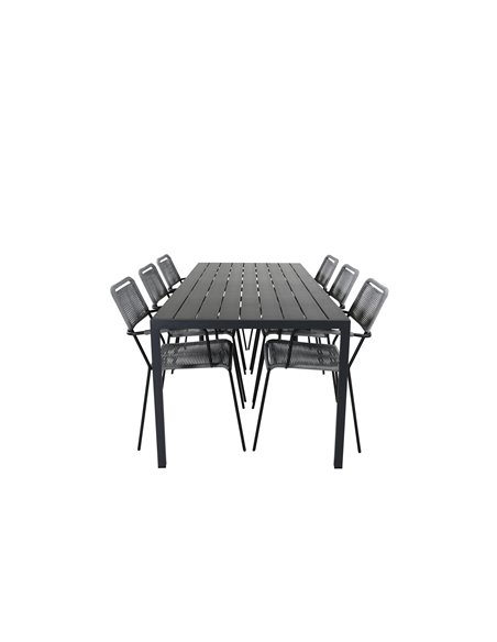 Matgrupp Break med Lindos matstolar, 205 × 90 cm