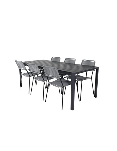 Matgrupp Break med Lindos matstolar, 205 × 90 cm
