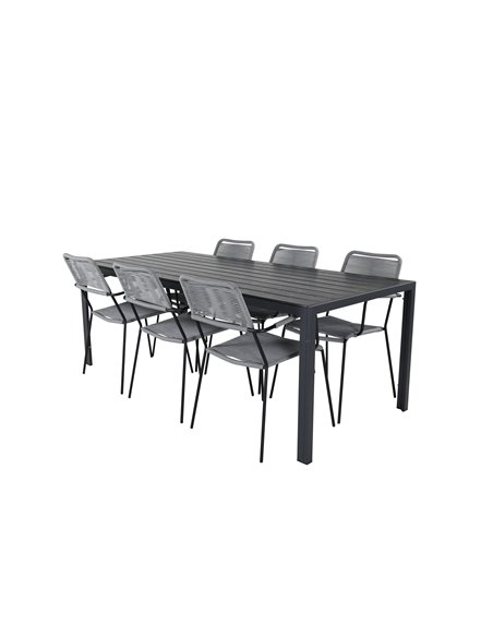 Matgrupp Break med Lindos matstolar, 205 × 90 cm
