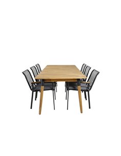Matgrupp Julian med Dallas matstolar, 210 × 100 cm