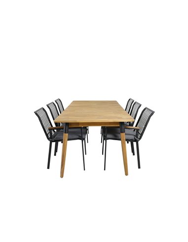 Matgrupp Julian med Dallas matstolar, 210 × 100 cm
