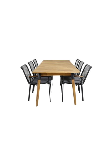 Matgrupp Julian med Dallas matstolar, 210 × 100 cm