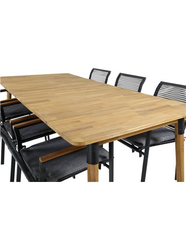 Matgrupp Julian med Dallas matstolar, 210 × 100 cm